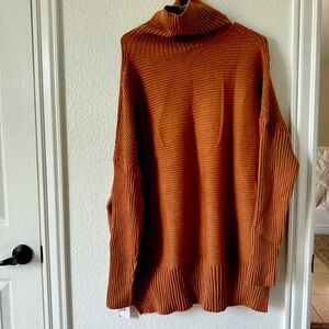 Cowl neck long sweater